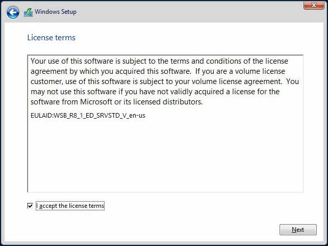 8 Select "Windows Server 2012 R2 Standard (Server with GUI)