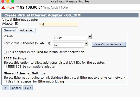 Add Ethernet Adapter to your profile: