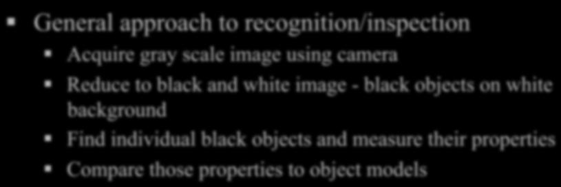 Problem definition General approach to recognition/inspection Acquire gray scale