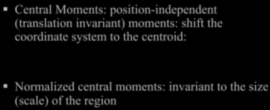 Central Moments: position-independent (translation