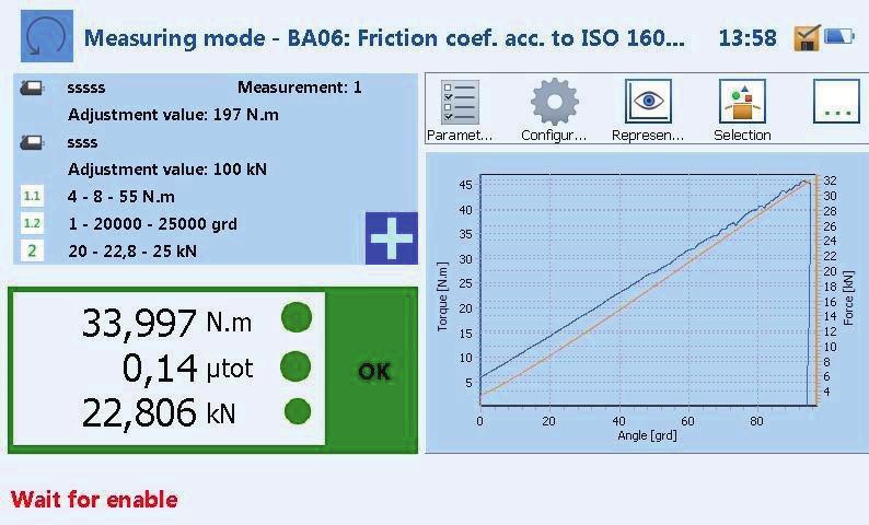 Friction test according ISO 16047 The optional Friction test according ISO 16047 software module on the INSPECTpro (requires activation of the Analog channel 2 passive software module) enables
