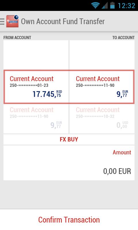 OWN ACCOUNT FUND TRANSFER You can access this option form your main menu (swipe screen left to right).