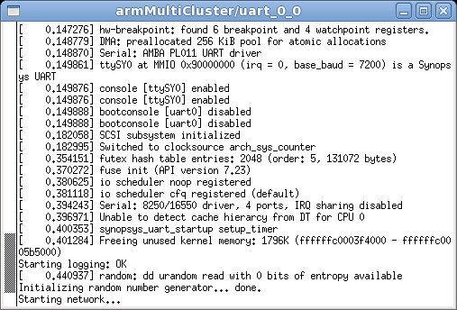 Virtual Platform Booting Linux Kernel on ARM Cortex-A57 / Cortex-A53 big.little Imperas OVP ARM MultiCluster model (big.