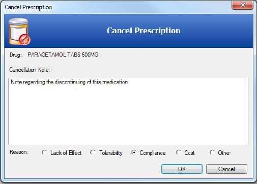 The Indication field is displayed in the Prescriptions Module.