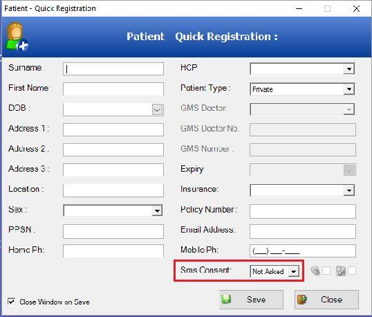 Quick Patient and Patient Registration.