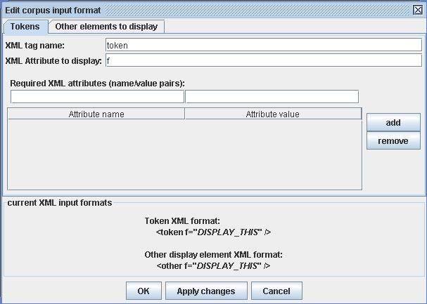 The input format dialog box with the entered values of the TraDisc standard format. The TraDisc Standard Format An XML format has been pre-set for starting TraDisc, the TraDisc standard format.