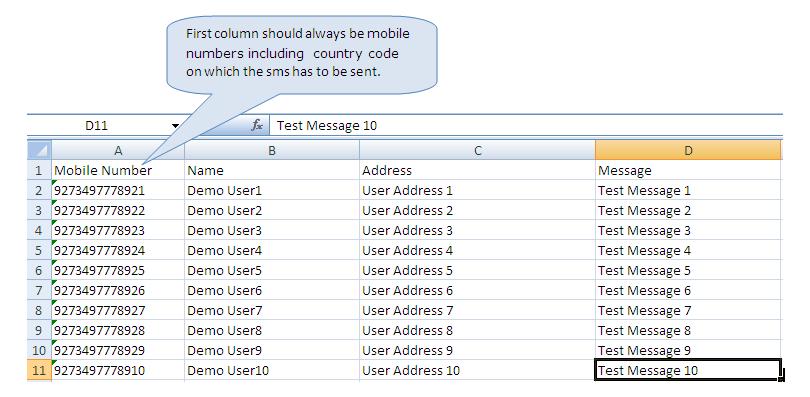 The user can create personalized file for different message type: For TEXT Message: Create.