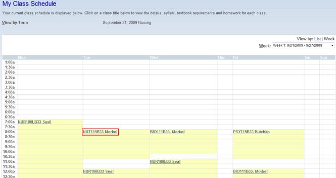 HOW TO ACCESS YOUR CLASS SCHEDULE 1. Select the Academics menu bar and then click on the Class Schedule link.