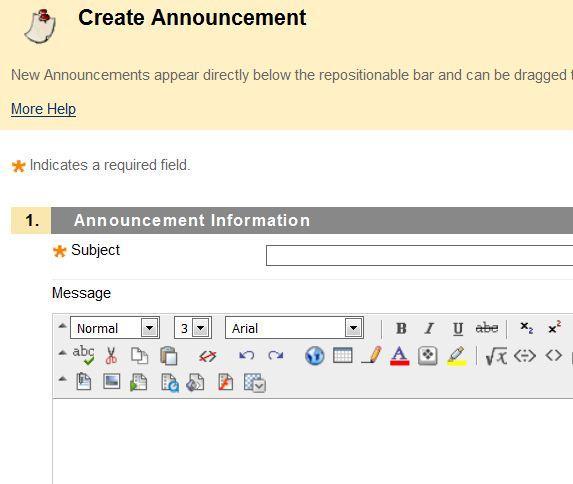 Accessing Announcements The Announcements tool can be accessed from the Course Tools menu on the Control Panel.