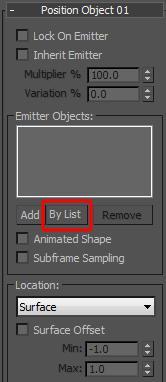 Click on the Position Object 01 and go over to the right side of the Particle View window to adjust its settings.