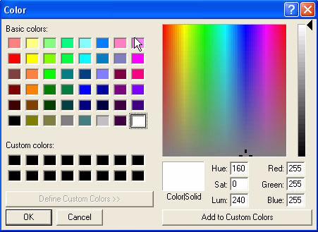 Windows Color Selection Window This is the Color Selection window. It is used to modify and select colors.