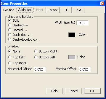 You can use the Attributes tab to modify the types of lines and borders and also