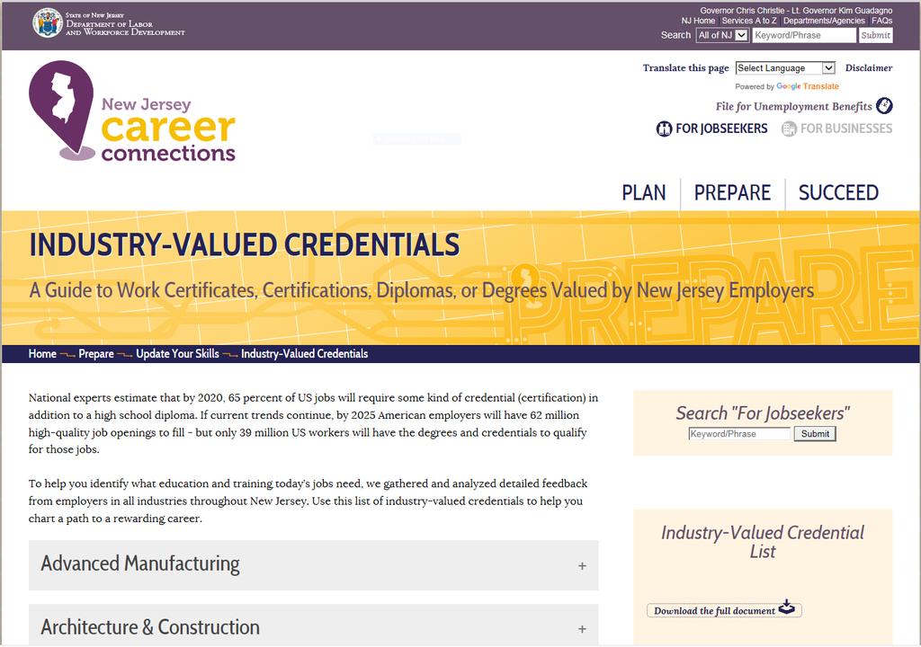 Credentials Background List http://careerconnections.nj.