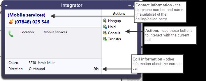 You can use the Phone window if you want to control calls or show contacts.