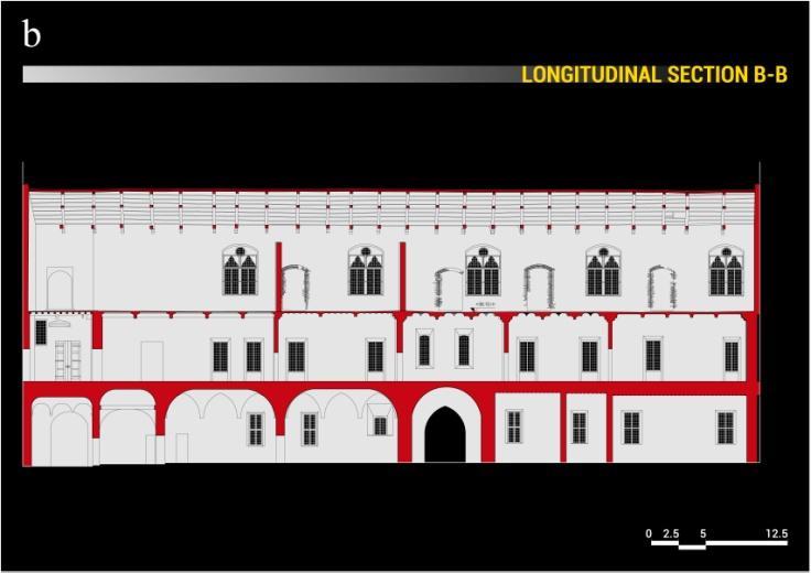 The plans of all floors, the two fronts and a cross section were executed at a nominal 1:100 scale; in 2005 a photogrammetric survey of the building façades and the internal walls of the Salone