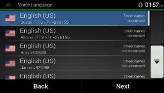 5. Select the language and speaker used for voice guidance