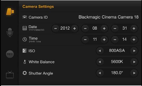 11 Settings White Balance Your Blackmagic Cinema Camera includes 6 white balance presets for a variety of color temperature conditions.