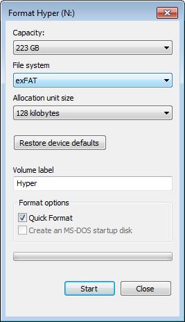 The Format dialog box can format a drive in the exfat format on a Windows PC. Step 1. Step 2. Step 3. Step 4. Step 5. Step 6. Connect the SSD to your computer.