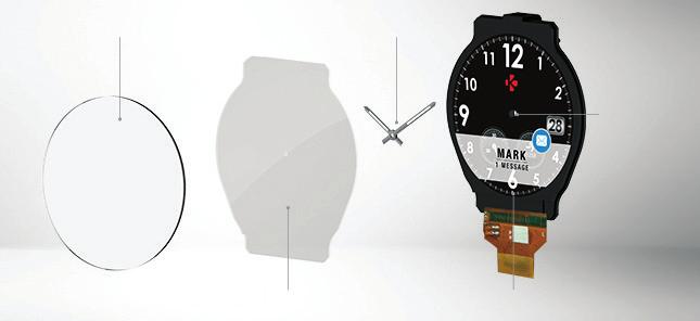 Using groundbreaking technology to mount watch hands through the center of the high-resolution TFT color display,