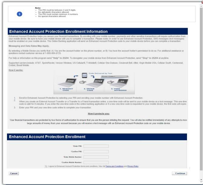 Enhanced Account Protection Enrollment (EAP) Option Online Banking Wire Transfer Enrollment 1.