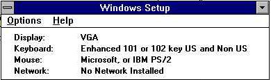In the "Windows Setup" window, choose "Options", then