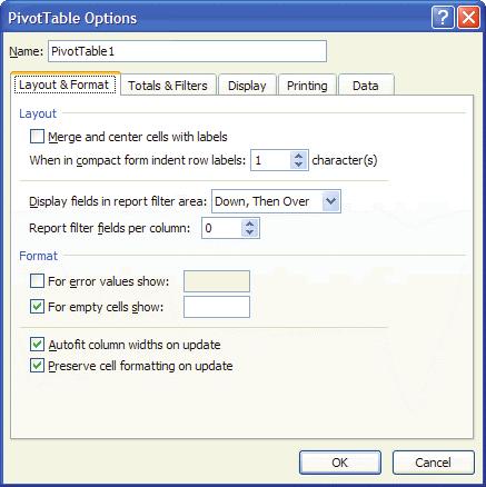 Refreshing a PivotTable PivotTables are not updated each time a change occurs in their source data. To manually update a table, select any cell in the table and choose Options, Refresh on the Ribbon.