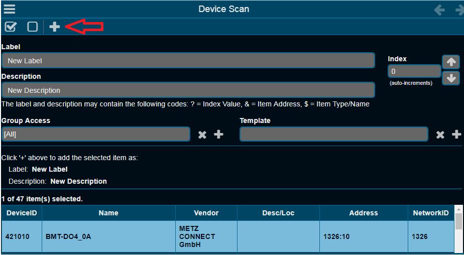 BASview 2 BACnet Device Scan Discovered devices will be shown in listbox.