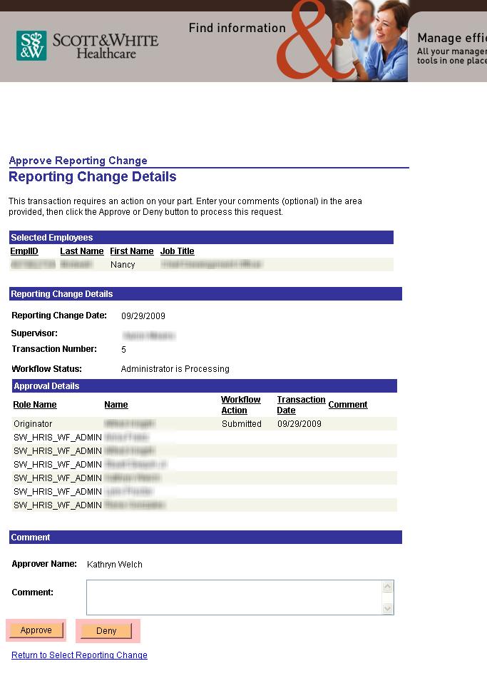 Review details of reporting change, then click