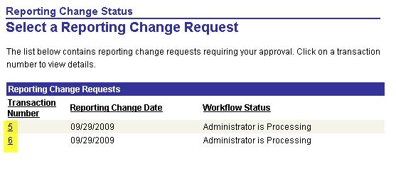 Organizational: View Reporting Change Status Click the Staff Changes tab, then select View Reporting