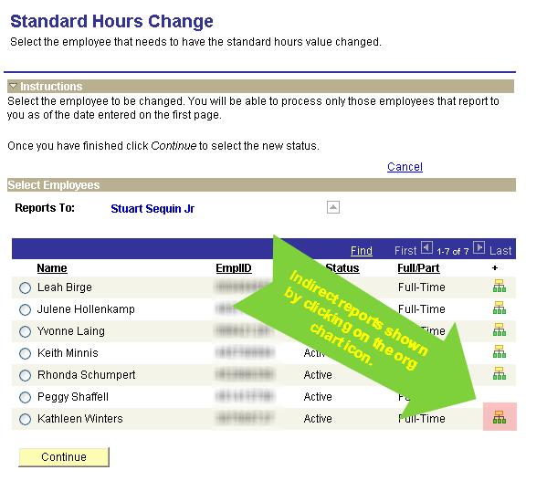Leaders may also initiate standard hours changes for Indirect Reports.