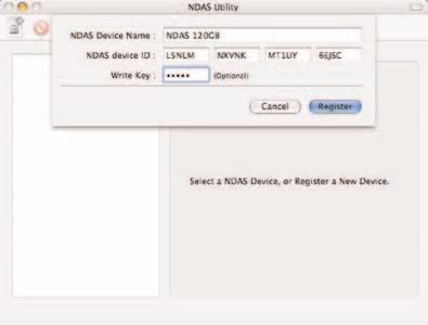 3. Click on icon on the top-left corner of the window to register a new device. 4. Enter a name for NDAS Device Name. 5.