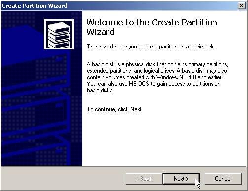 6. Select the new Unallocated disk, and then right click to choose Create partition.