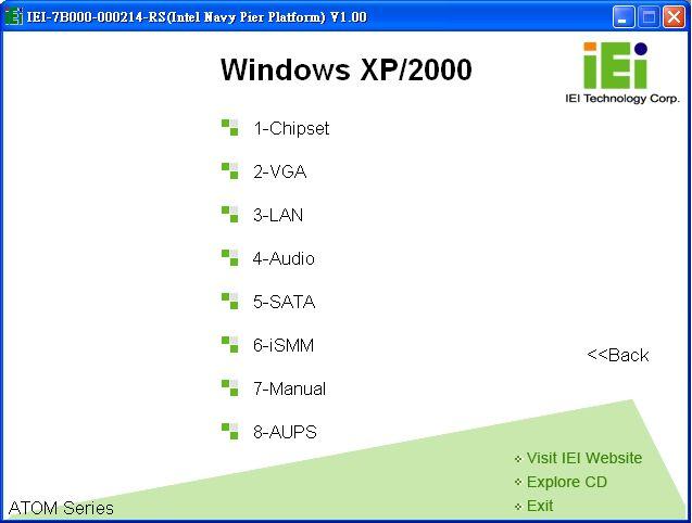 Step 5: Select the operating system installed on the WAFER-945GSE system. This manual describes the installation for a Windows XP operating system. Step 6: The list of drivers in Figure 6-3 appears.