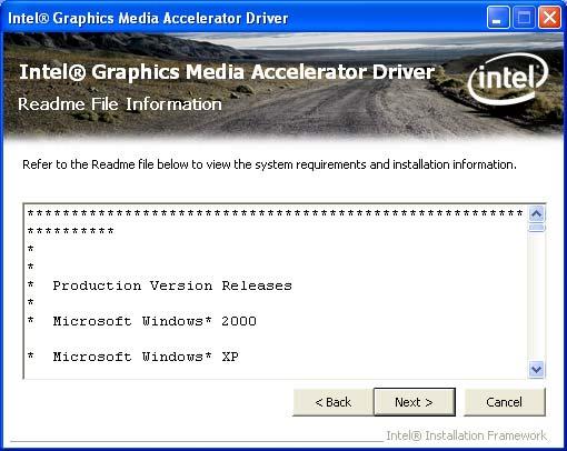 Figure 6-13: VGA Driver License Agreement Step 11: The Read Me file in Figure 6-14