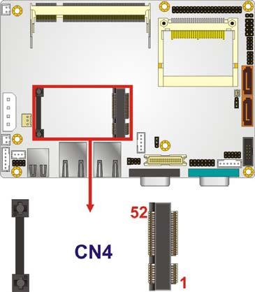 3.2.11 PCIe Mini Card Slot CN Label: CN Type: CN4 52-pin Mini PCIe Card Slot CN Location: See Figure 3-12 CN Pinouts: See Table 3-13 The PCIe mini card slot enables a PCIe mini card expansion module