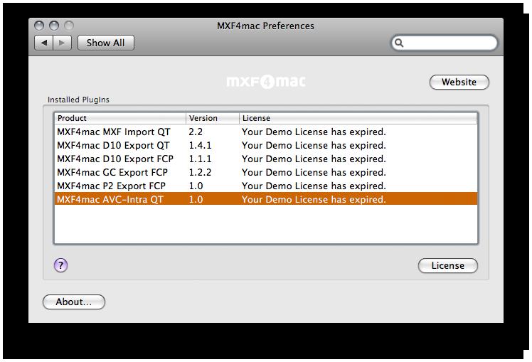 The installer will automatically launch the MXF4mac preference