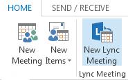 Lync. 1. Open your Outlook calendar and on the Home tab, click New Lync Meeting. 2. In the meeting request, add recipients, a subject, agenda, and date/time.