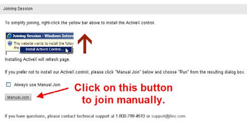 If the window below appears, select the yellow bar to download ActiveX