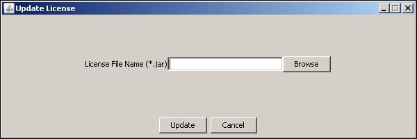 Figure 5.1: Select License File 2. Click Browse and select the License.jar file.