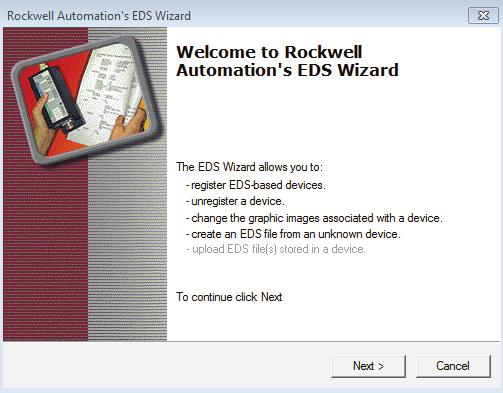 RCT 1000 Coriolis EtherNet/IP Setup, Registering and Using an EDS File in Rockwell Automation Studio 5000 You can use the EDS Wizard to register or unregister a