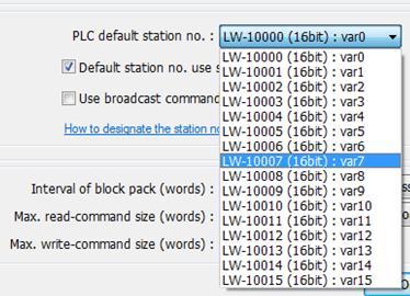 You then get a dropdown list where the variable to use (LW-10000 through 10015) is