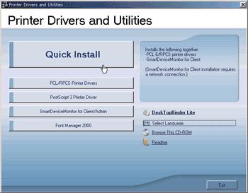 Installing the Printer Driver Quick Install Windows 95/98/Me, Windows 2000/XP, Windows Server 2003, and Windows NT 4.0 users can easily install this software using the CD-ROM provided.