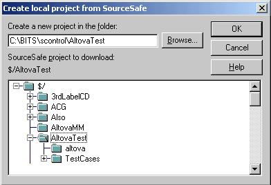 User Reference Project Menu 215 3. Select the source control project you want to download. If the folder you define does not exist at the location, a dialog box opens prompting you to create it there.