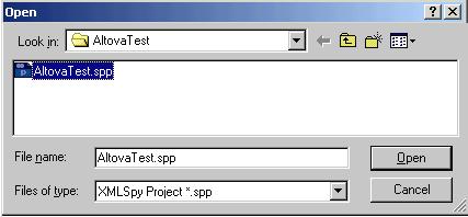 The file opens in XMLSpy, and the file is placed under source control. That it is under source control is indicated by the lock symbol on the file icon in the Projects folder.