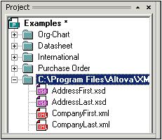 230 User Reference Project Menu and Schema XSDs in this example). 3. Click OK to confirm. The Project window now only shows the XML and XSD files of the tutorial folder.