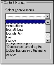 284 User Reference Tools Menu 1. Click right on the command, or icon representing the command. 2. Select the Delete option from the popup menu, or, 1.