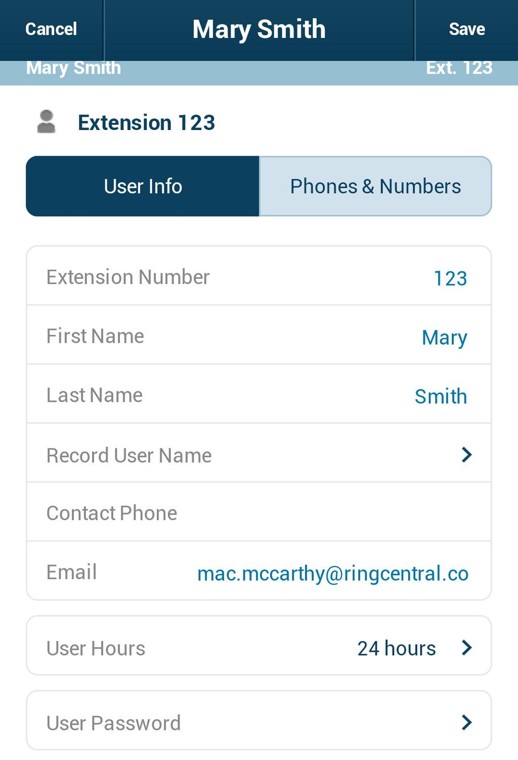 Now tap My Extension Settings to manage your Department.