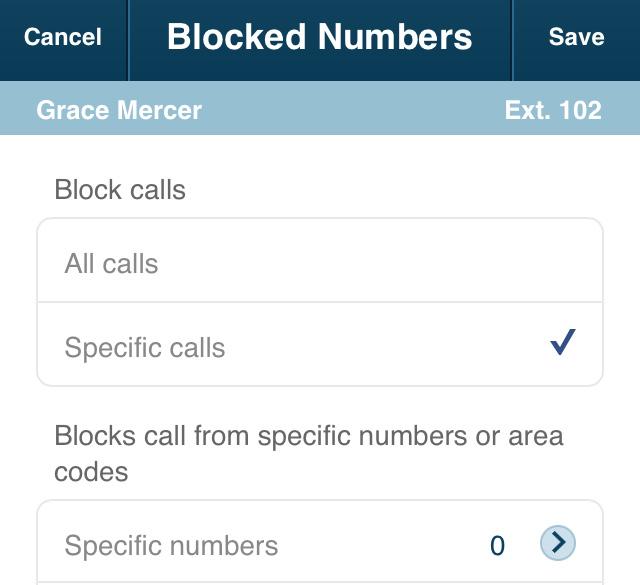 RingCentral Office@Hand from AT&T Mobile App User Guide Settings Screening and Blocking Calls 1. Turn on Call screening and choose to ask callers to say their name before connecting a.