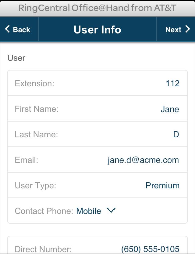 It shows your Extension number, name, email, User Type, and other basic user