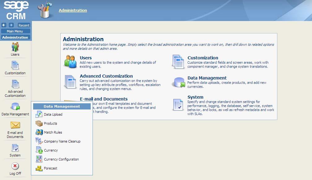 How do I access the Administration area? How do I access the Administration area? The Administration button is the gateway for all system administration tasks in CRM.